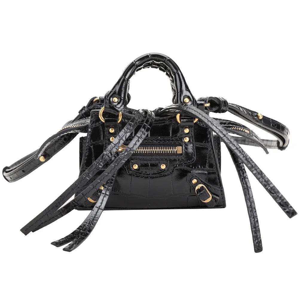 BALENCIAGA NEO Classic City 展示品 中型 金釦鱷魚紋裸膚色牛皮手提/肩背機車包(正白污點) 歷史價格詳細信息