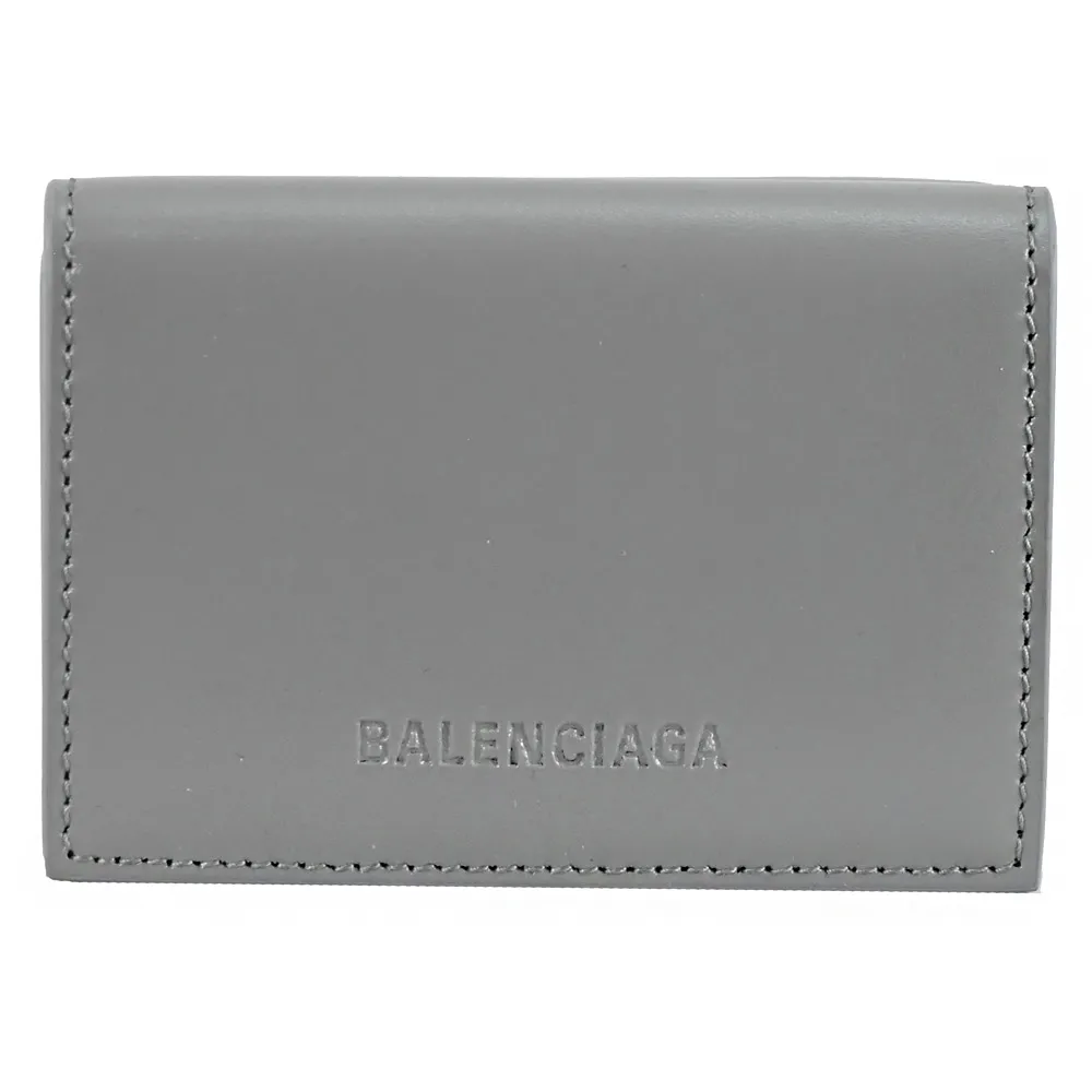 BALENCIAGA 巴黎世家 664037 質感亮面牛皮三折零錢小短夾.淺灰/藍 歷史價格詳細信息