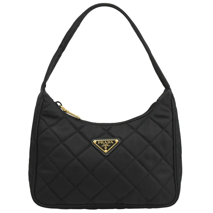 PRADA 黑尼龍布皮飾邊兩用斜背/托特包 歷史價格詳細信息