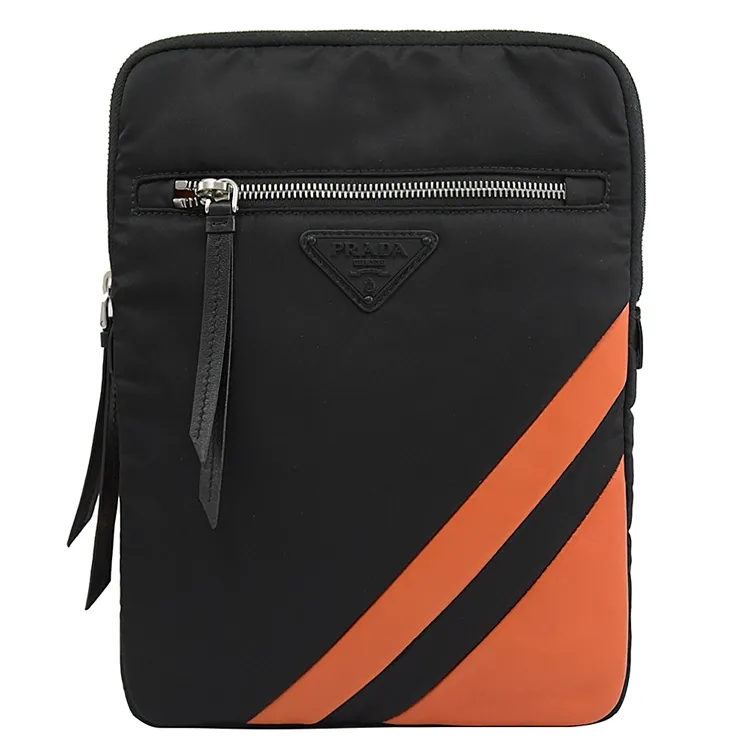 PRADA 黑尼龍布皮飾邊兩用斜背/托特包 歷史價格詳細信息