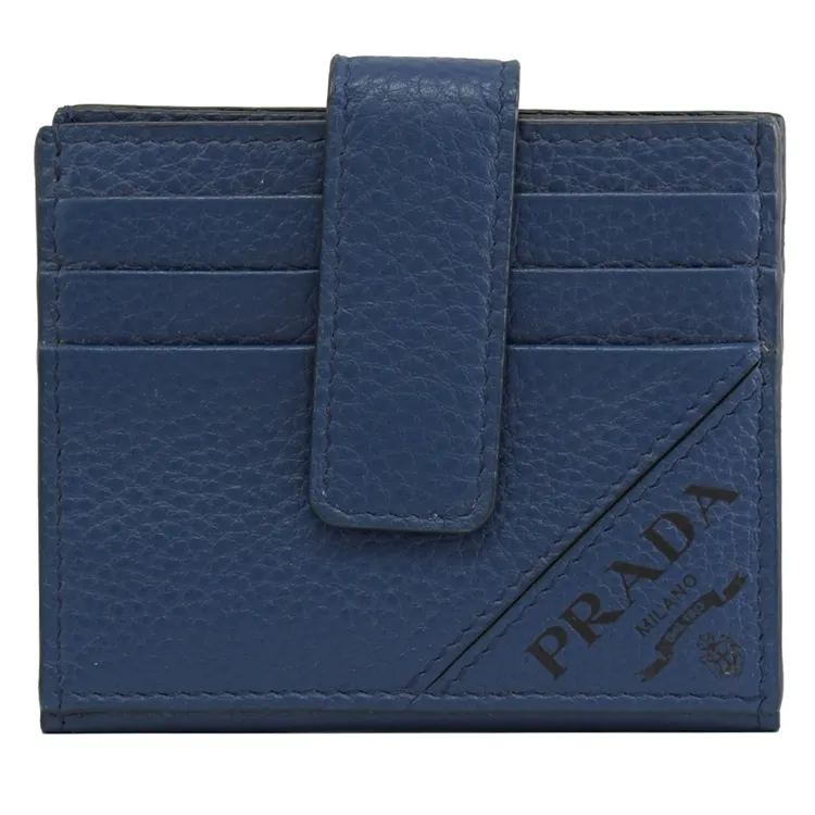 PRADA 2MC049 壓印LOGO荔枝牛皮兩折扣式卡夾包.深紅 歷史價格詳細信息