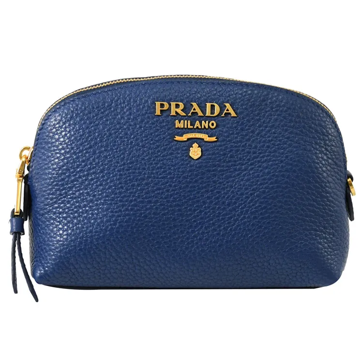 PRADA 1ND005 浮雕LOGO貝殼造型牛皮萬用包/化妝包.藍 價格比較,價格查詢,歷史價格詳細信息