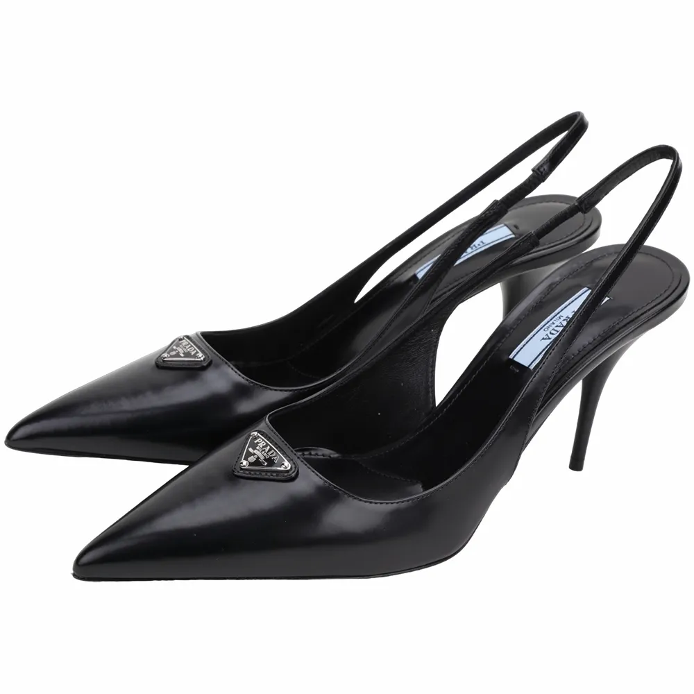 PRADA Spazzolato 拋光牛皮繫帶中跟尖頭穆勒鞋(紅色) 歷史價格詳細信息