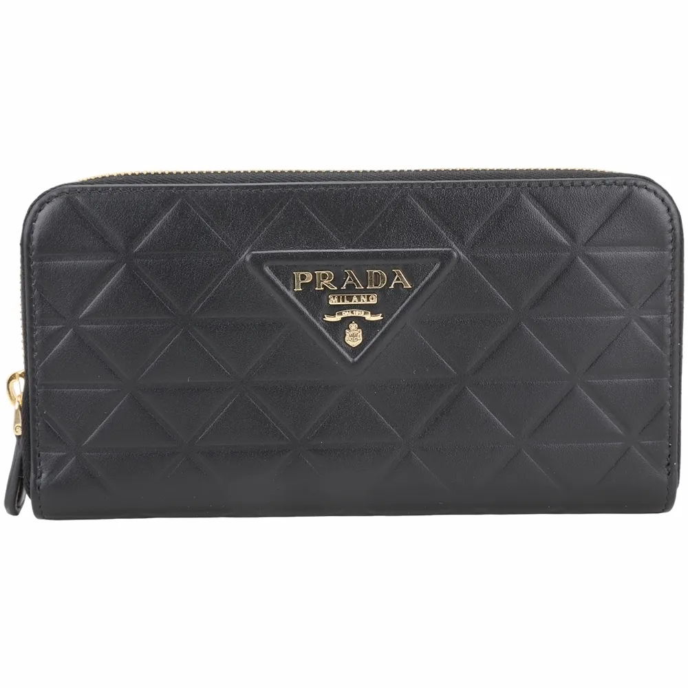 PRADA 浮雕壓印三角牌Logo 防刮皮革對開8卡短夾(黑色) 2MO513 2D1Q F0002 歷史價格詳細信息