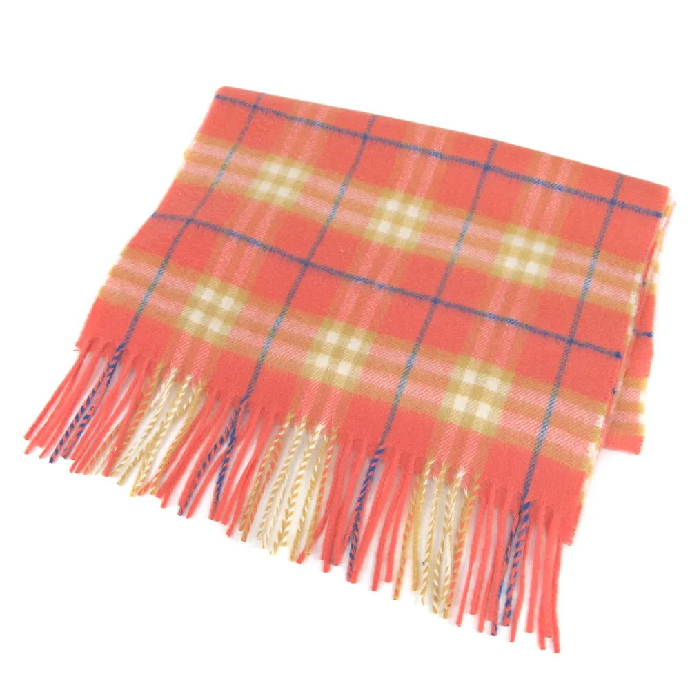 BURBERRY VINTAGE 經典格紋CASHMERE珊瑚色羊毛圍巾(168X30cm) 歷史價格詳細信息