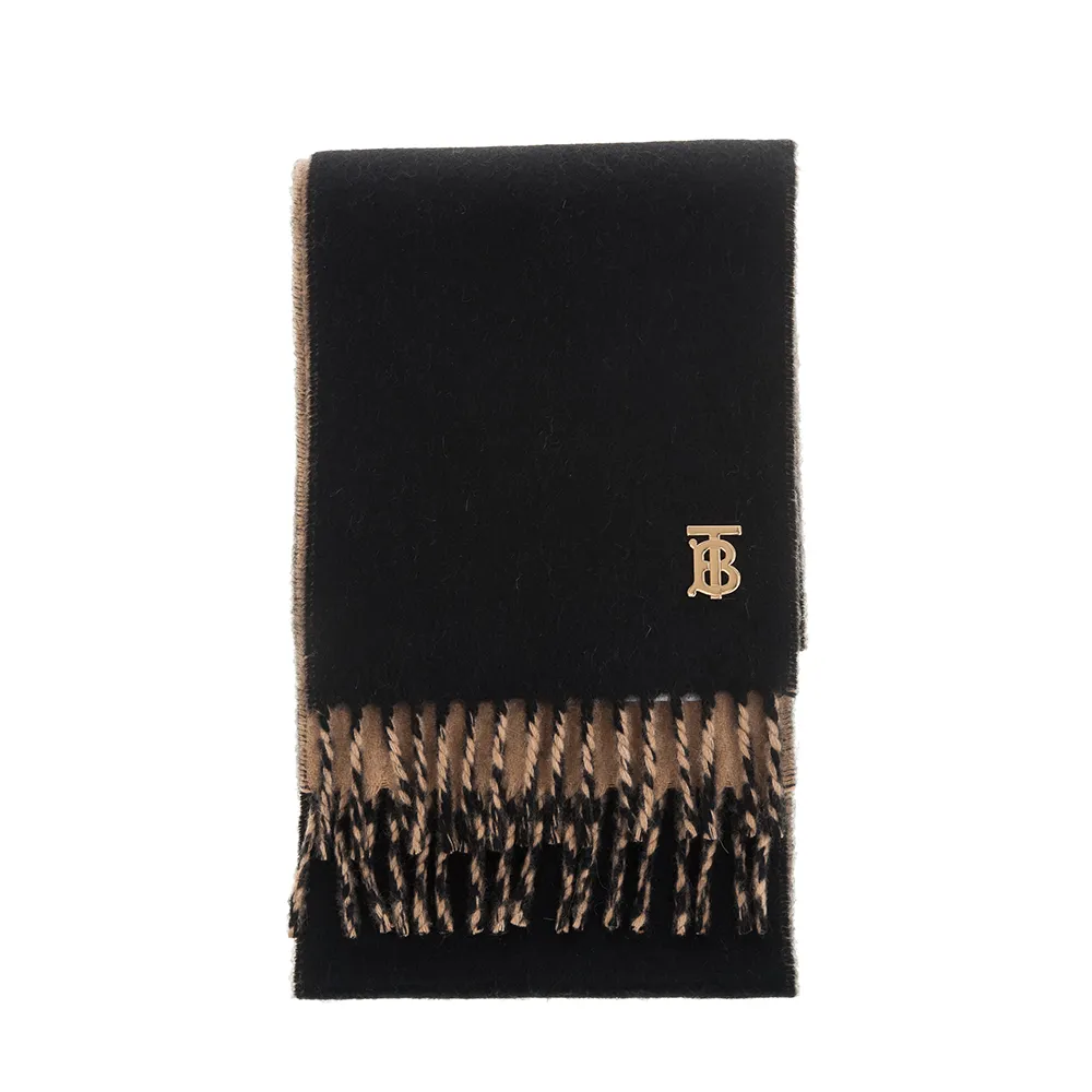 BURBERRY 經典格紋大LOGO B字圖案印花喀什米爾羊絨圍巾 (168X30CM) 歷史價格詳細信息