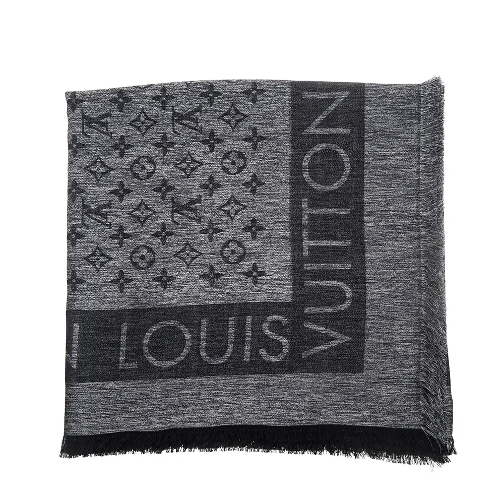 LOUIS VUITTON LV 路易咸登 M76067 新款雙色Monogram圖案山羊絨Reykjavik流蘇圍巾 (黃褐色) 歷史價格詳細信息