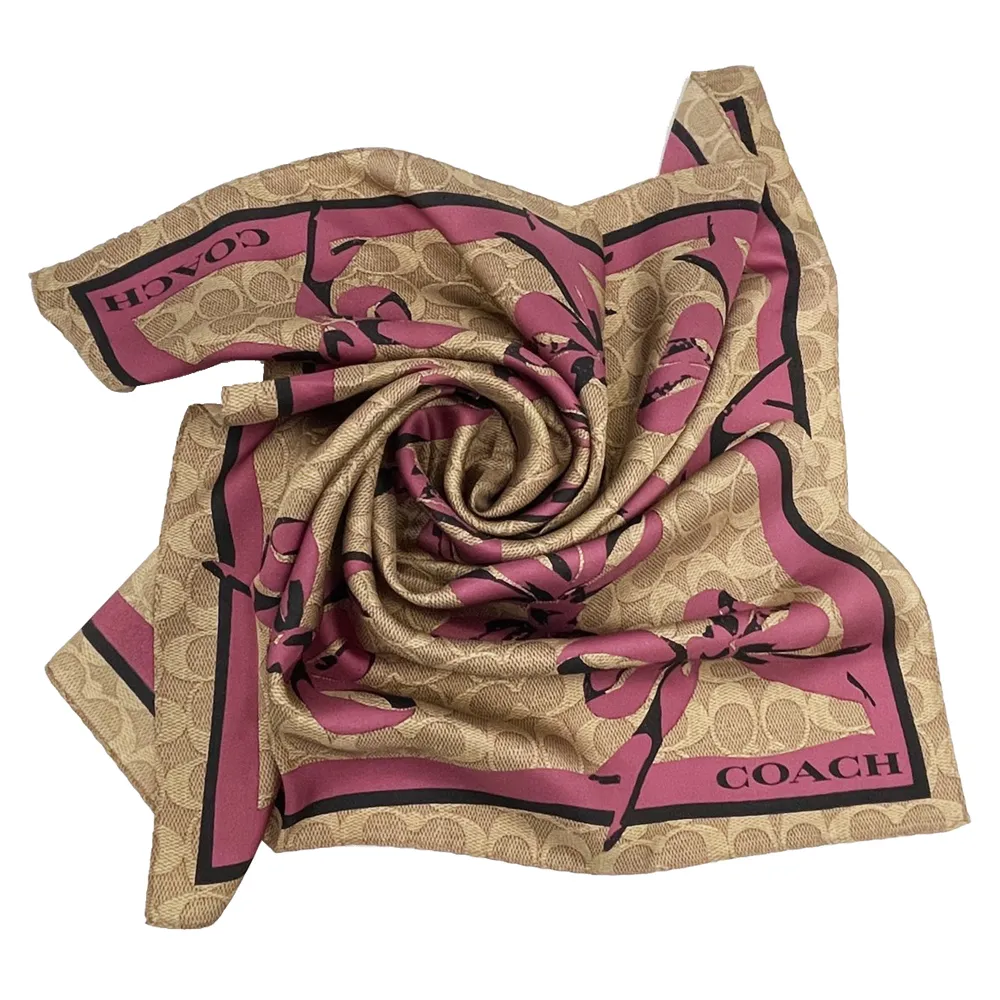 COACH 蝴蝶水鑽扣環撞色防刮皮革鏈帶斜背包(酒紅X桃粉) 歷史價格詳細信息