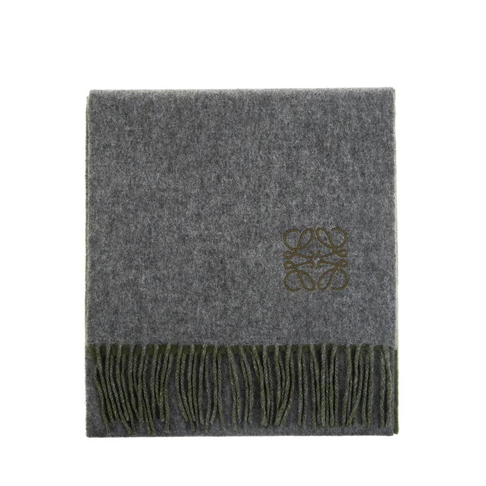 LOEWE 新款雙色LOEWE羊毛與馬海毛混紡流蘇圍巾 (海軍藍/黑色) 歷史價格詳細信息