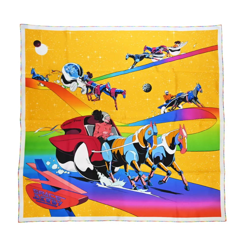 HERMES Space Derby scarf 90太空德比真絲方巾(藍彩) 歷史價格詳細信息