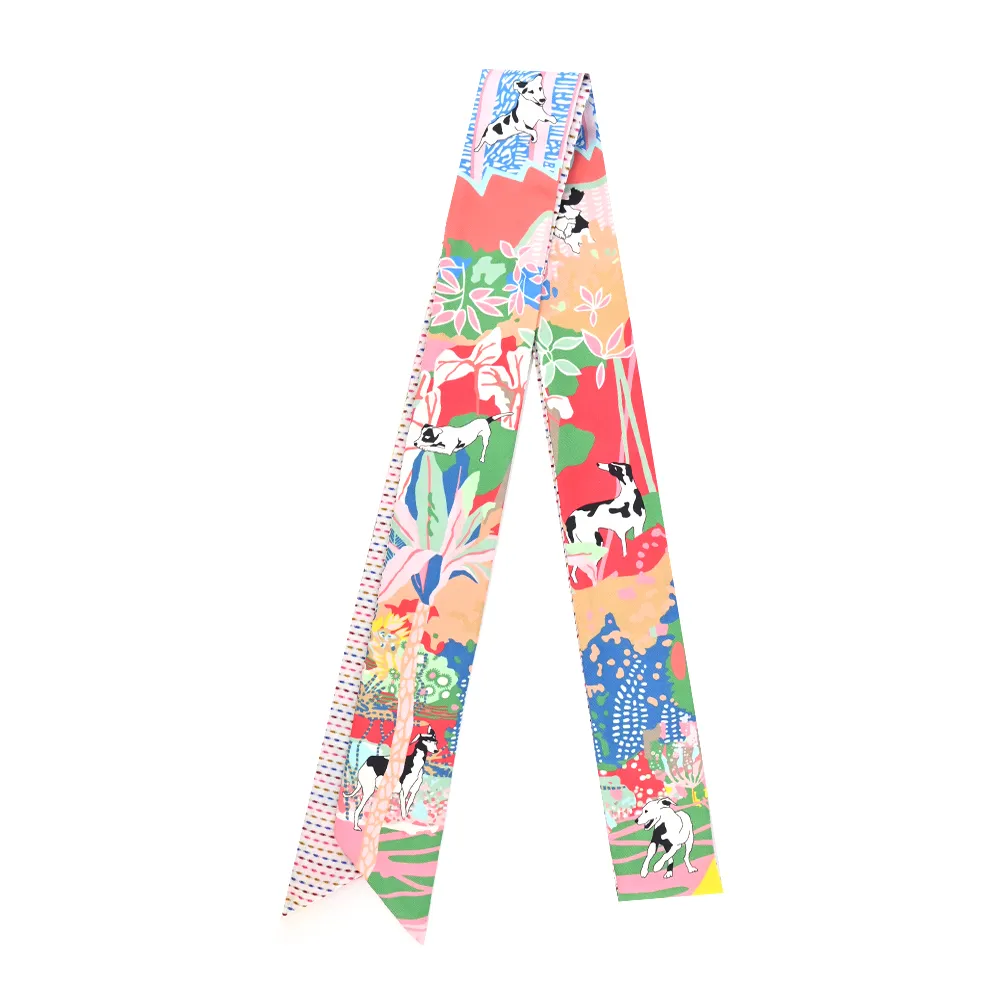 Hermes 愛馬仕 Pointille Rayures d'Ete夏季條紋雙色Twilly絲巾(玫瑰/藍/綠) 歷史價格詳細信息