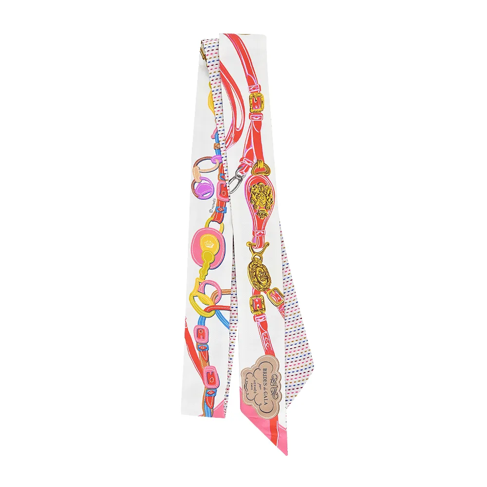 Hermes 愛馬仕 Pointille Rayures d'Ete夏季條紋雙色Twilly絲巾(玫瑰/藍/綠) 歷史價格詳細信息