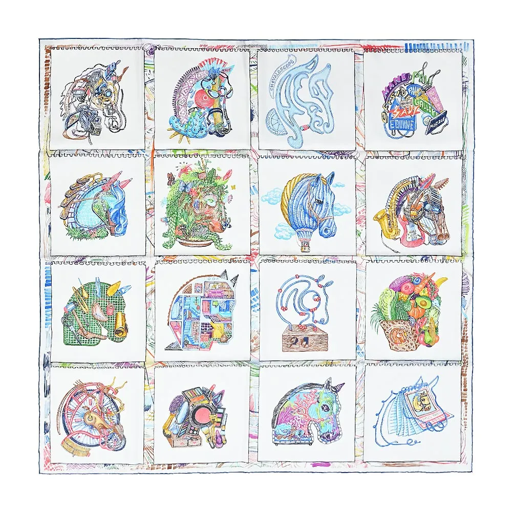 Hermes 愛馬仕 Chevaloscope Pointille趣味駿馬Twilly絲巾(白/玫瑰/綠) 歷史價格詳細信息