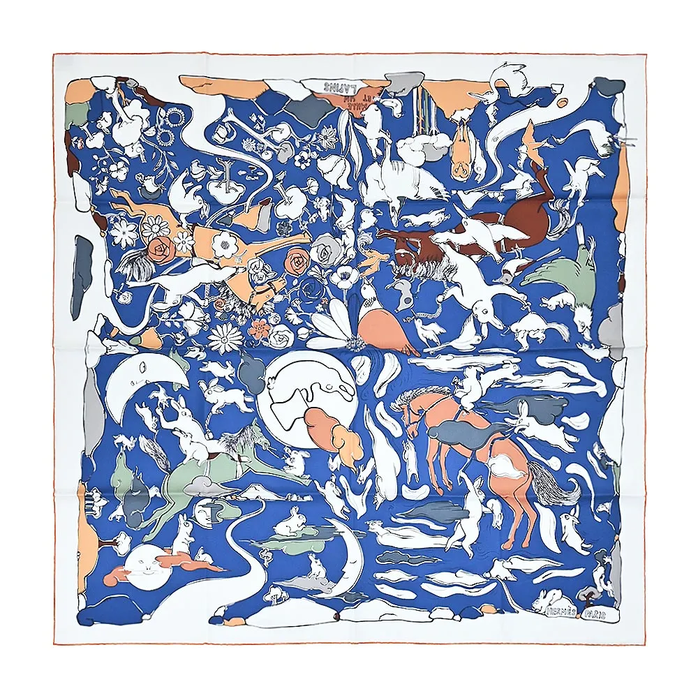 Hermes 愛馬仕 Mille et Un Lapins Twilly絲巾(石榴紅/藍/黑) 歷史價格詳細信息