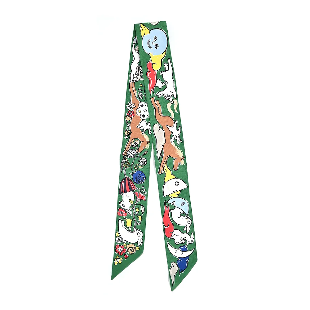 Hermes 愛馬仕 Mille et Un Lapins Twilly絲巾(石榴紅/藍/黑) 歷史價格詳細信息