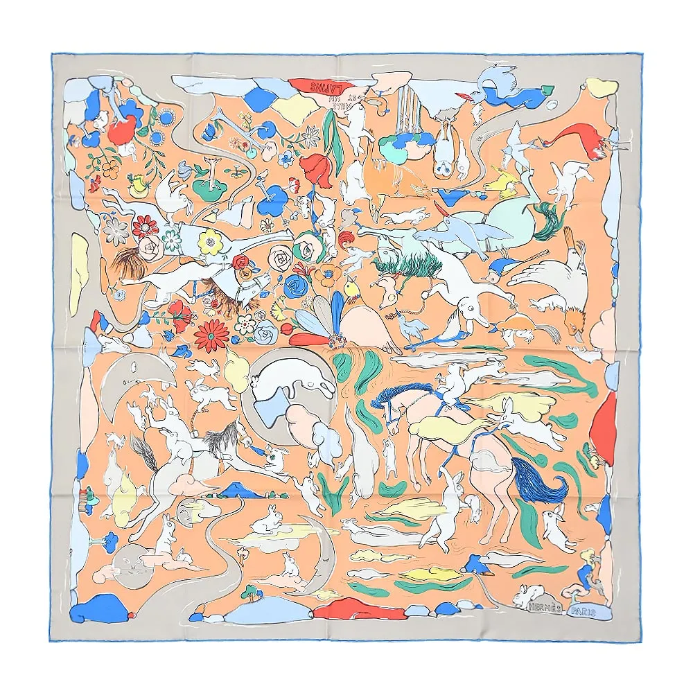 Hermes 愛馬仕 Mille et Un Lapins Twilly絲巾(石榴紅/藍/黑) 歷史價格詳細信息