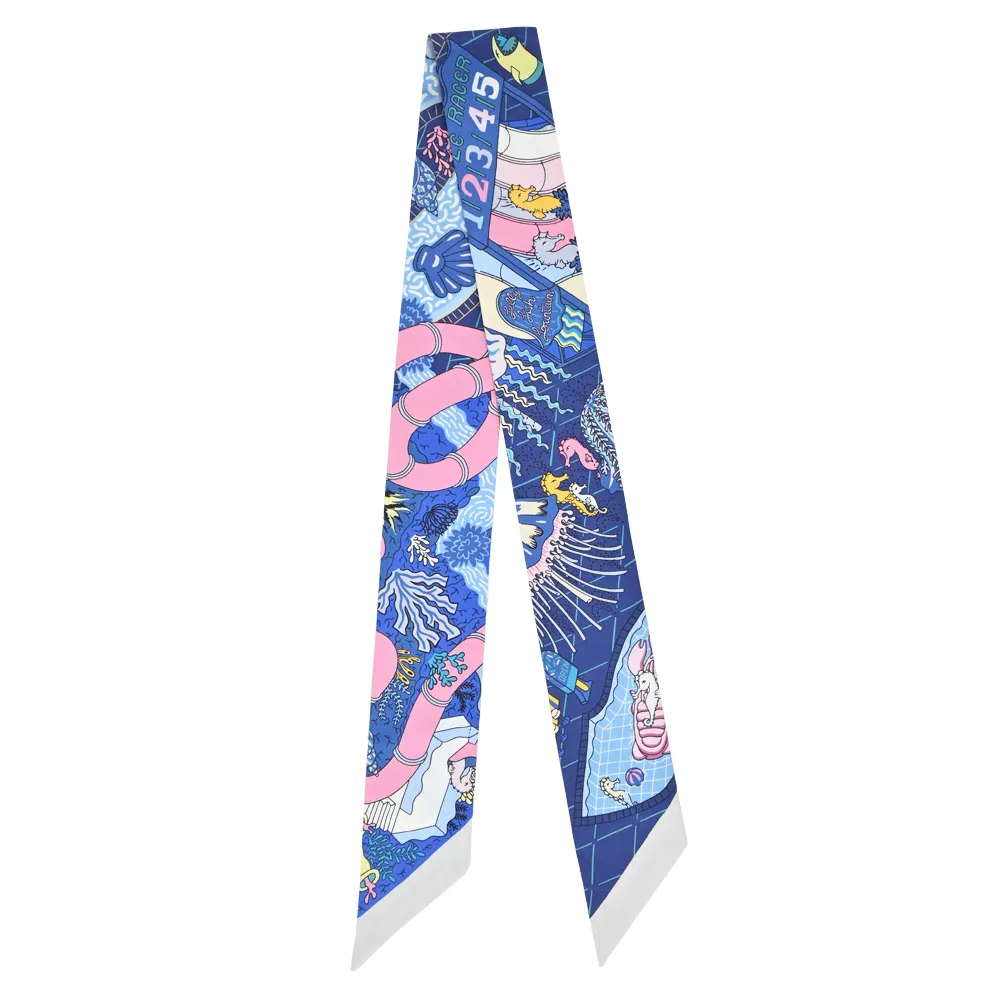 Hermes 愛馬仕 Splash Park Twilly絲巾(白/橘/灰綠) 歷史價格詳細信息