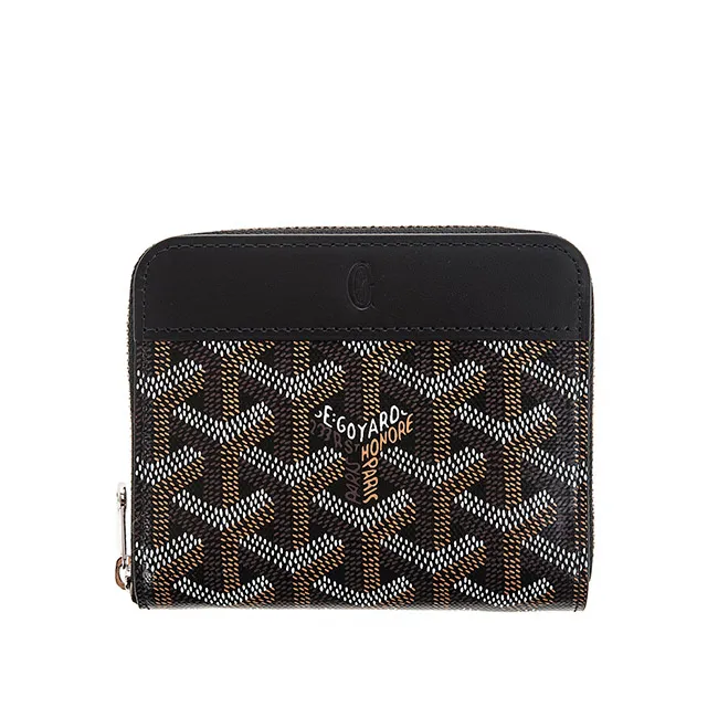 GOYARD 新款PLUMET系列白綠斜紋帆布LOGO翻蓋扁斜背包 (黑色) 歷史價格詳細信息