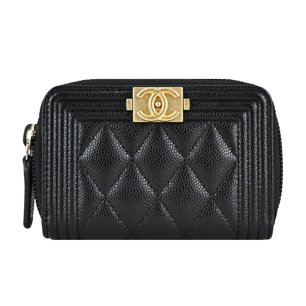 CHANEL 經典Boy 系列荔枝紋小牛皮銀釦WOC斜背包(黑色) 歷史價格詳細信息