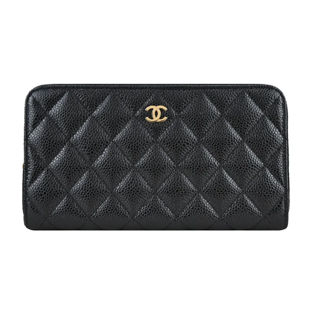 CHANEL 經典雙C LOGO菱格粒紋小羊皮金釦卡片夾(桃紅) 歷史價格詳細信息