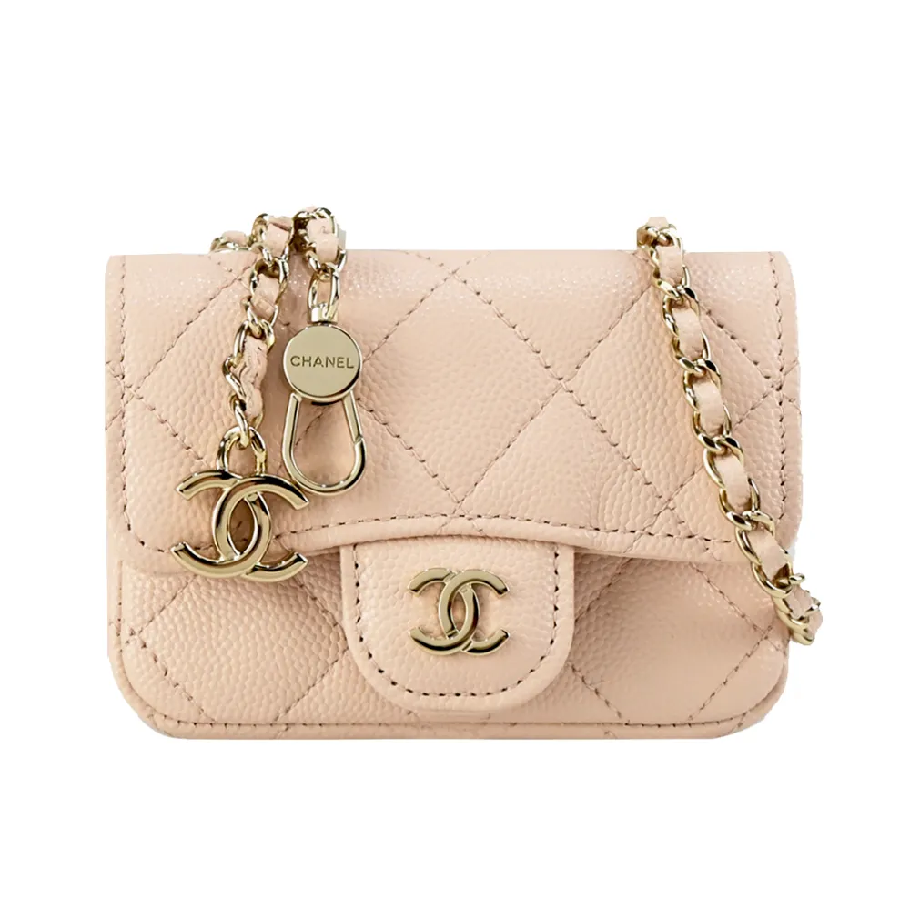 CHANEL經典雙C LOGO菱格紋小牛皮金釦兩用包(黑色) 歷史價格詳細信息