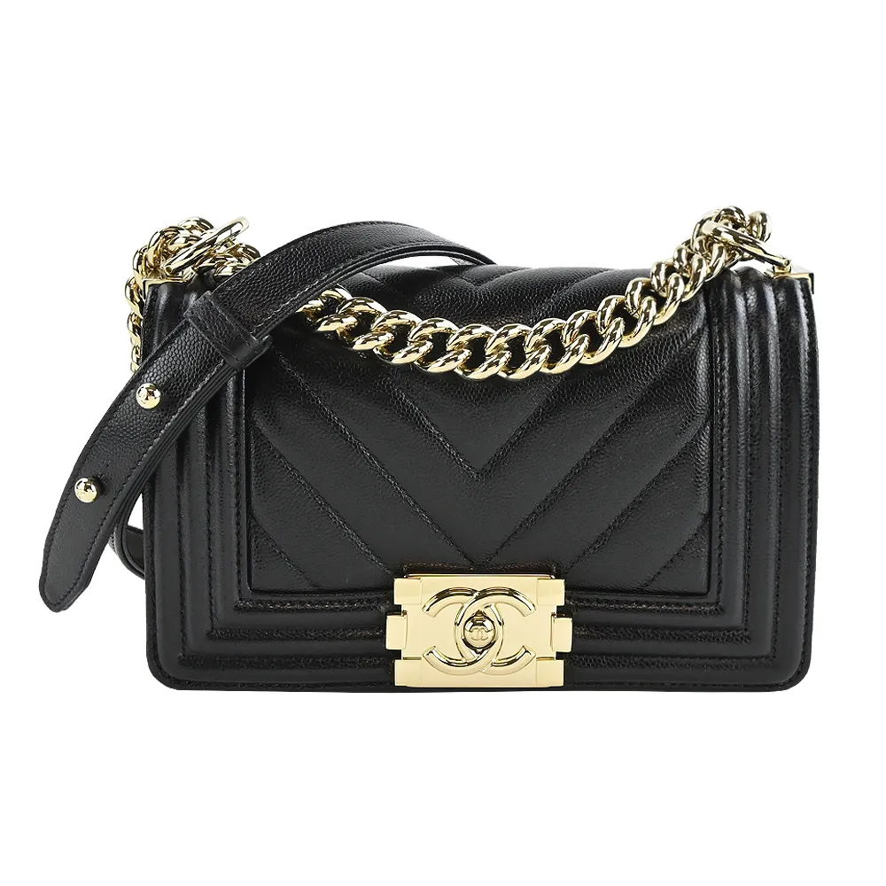 CHANEL 經典Boy 系列荔枝紋小牛皮銀釦WOC斜背包(黑色) 歷史價格詳細信息