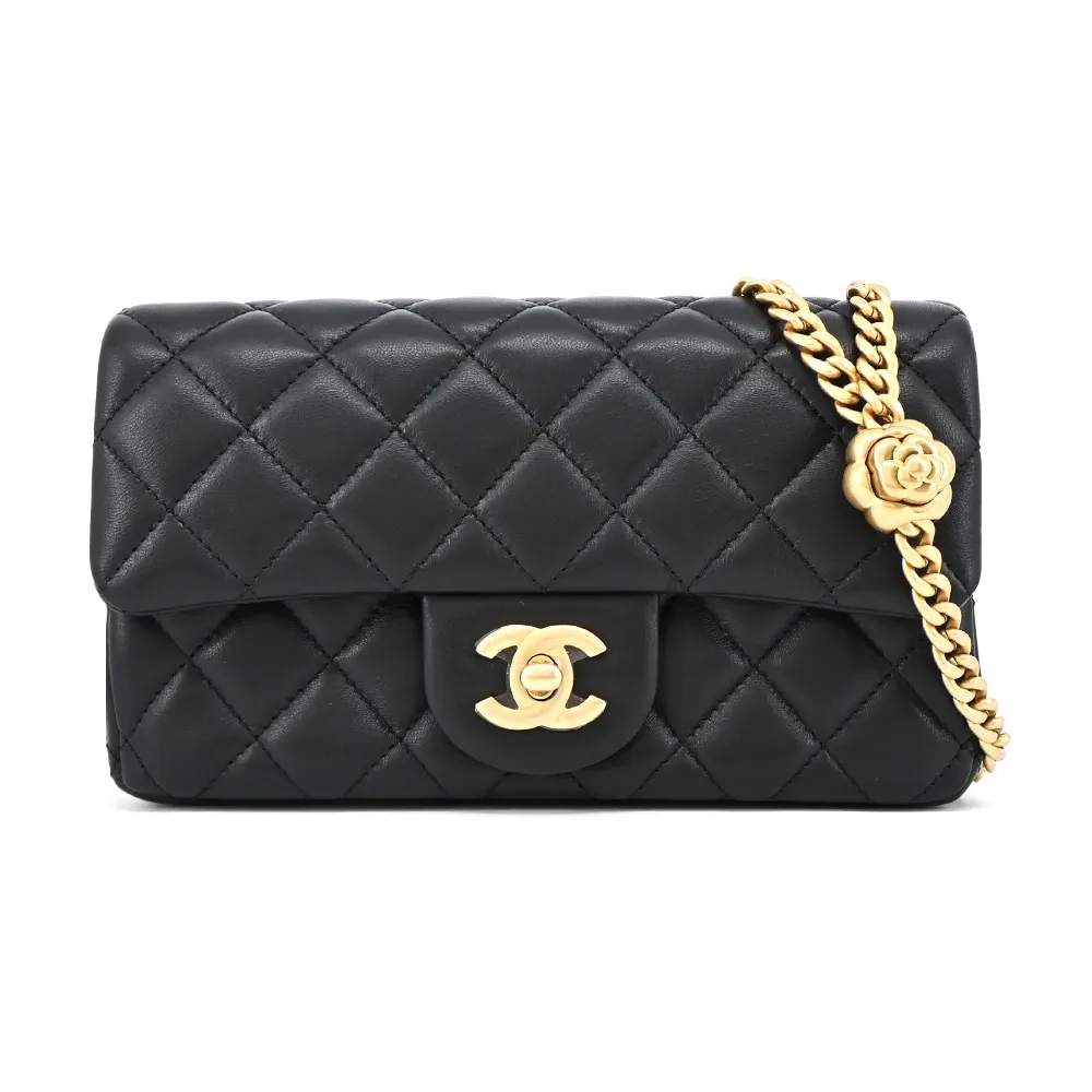 CHANEL Mini Flap Bag經典菱格紋小羊皮金釦鏈帶翻蓋斜背包(白色) 歷史價格詳細信息