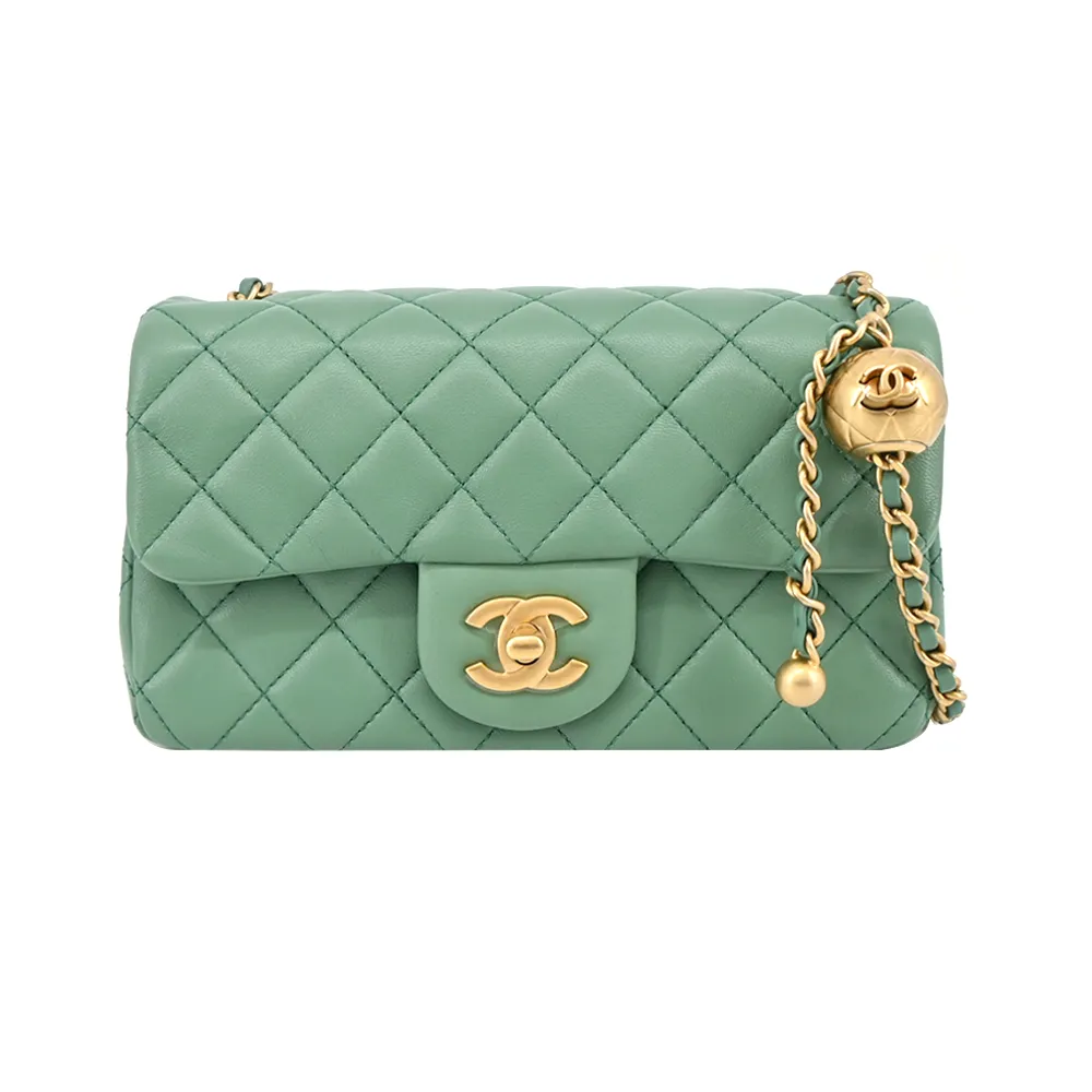 CHANEL 經典 MINI FLAP BAG HANDLE吊飾 菱格V字縫線小羊皮兩用包(黑色) 歷史價格詳細信息