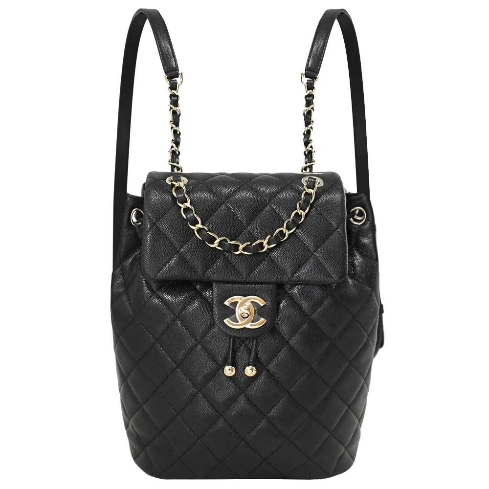 CHANEL經典雙C LOGO菱格紋小牛皮金釦兩用包(黑色) 歷史價格詳細信息