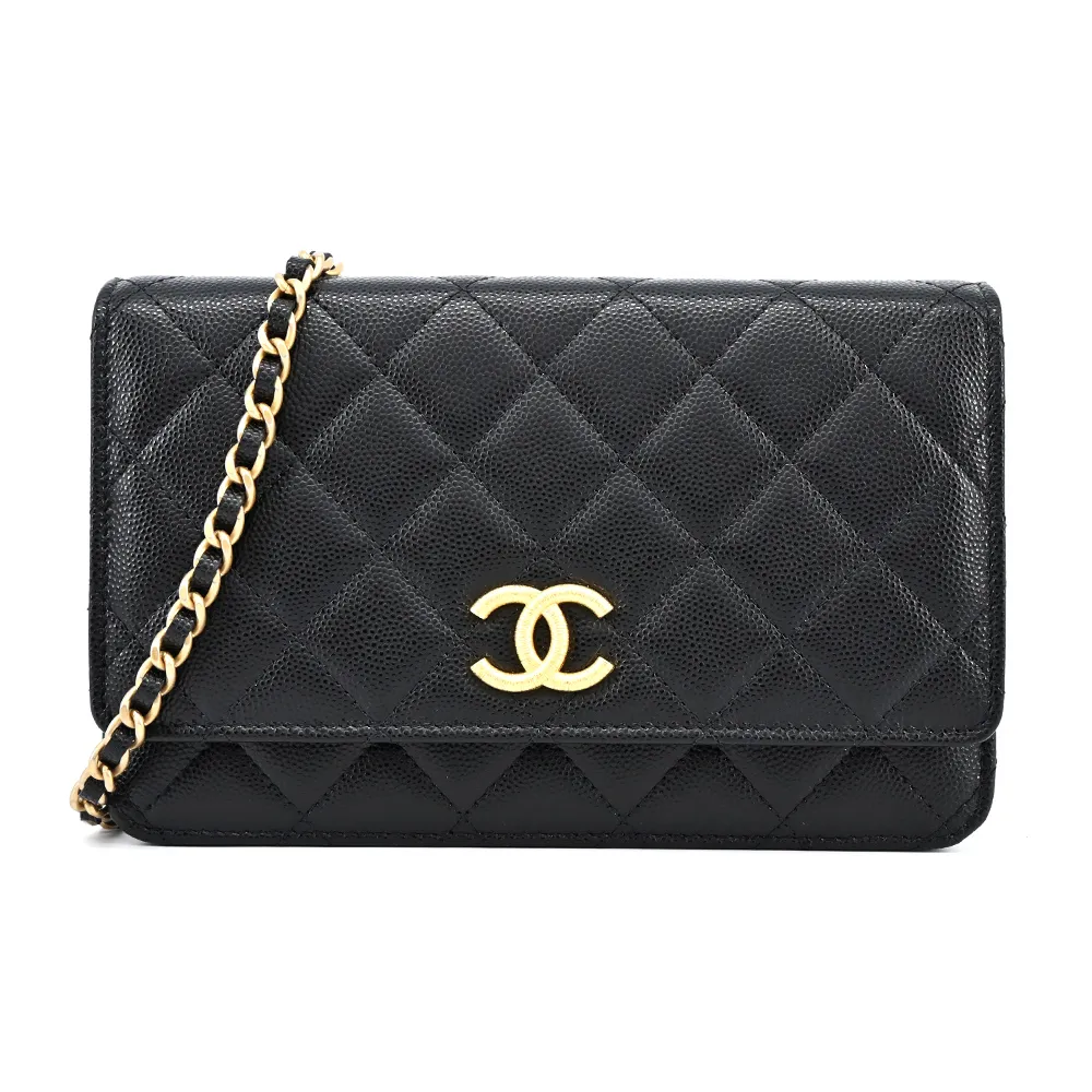 CHANEL經典雙C LOGO菱格紋小牛皮金釦兩用包(黑色) 歷史價格詳細信息