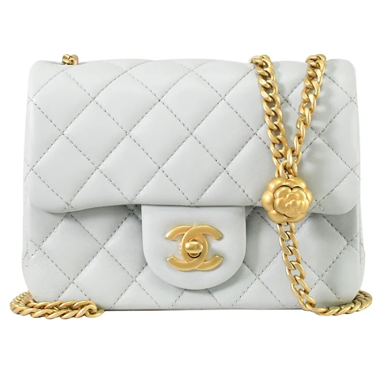 菱形格山茶花裝飾鏈條牛皮包 DEAR.M #95947256 ????????韓國連線 歷史價格詳細信息