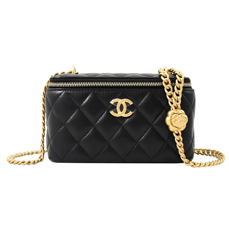 CHANEL AP3601 限定款雙C LOGO小牛皮拉鍊長夾.黑/淡金 歷史價格詳細信息