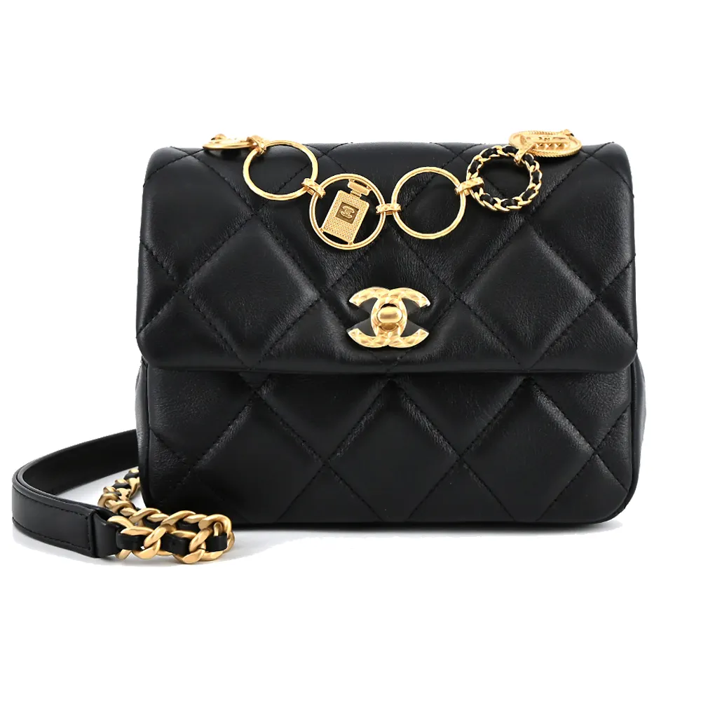 CHANEL 金釦小牛皮翻蓋手提/斜背WOC 鍊包(黑色)_展示品 AP3240 B10354 94305 歷史價格詳細信息