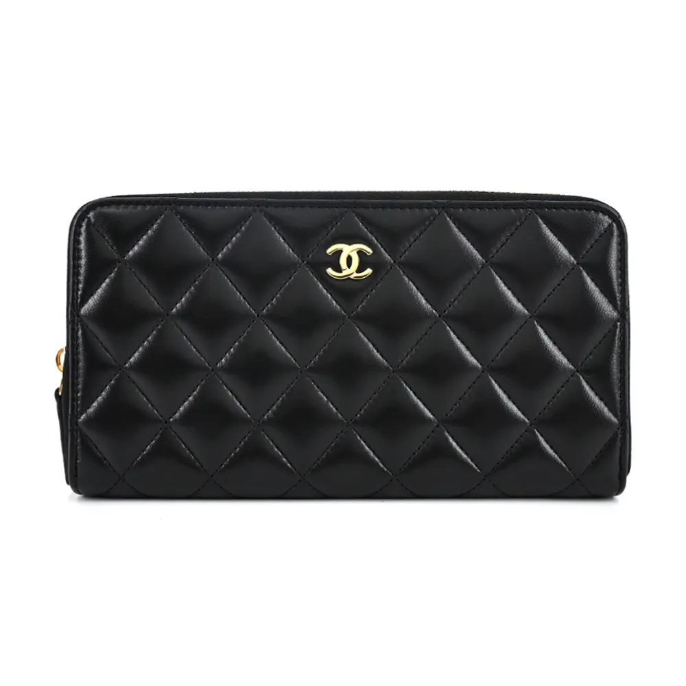 CHANEL 經典 LOGO菱格紋小羊皮WOC手拿/斜背包(黑色) 歷史價格詳細信息