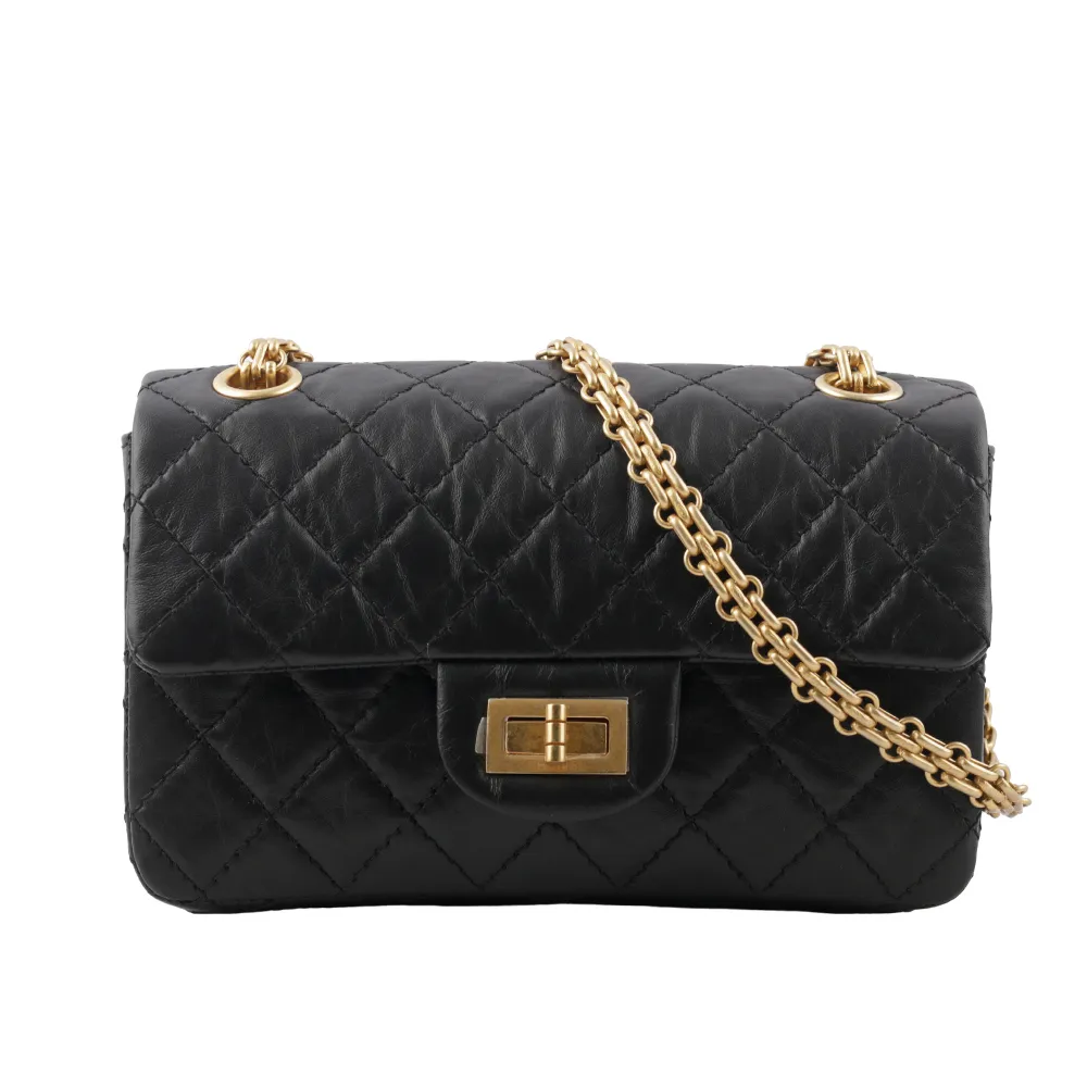 CHANEL 2.55經典菱格紋小牛皮鏈帶WOC斜背包(黑色) 歷史價格詳細信息