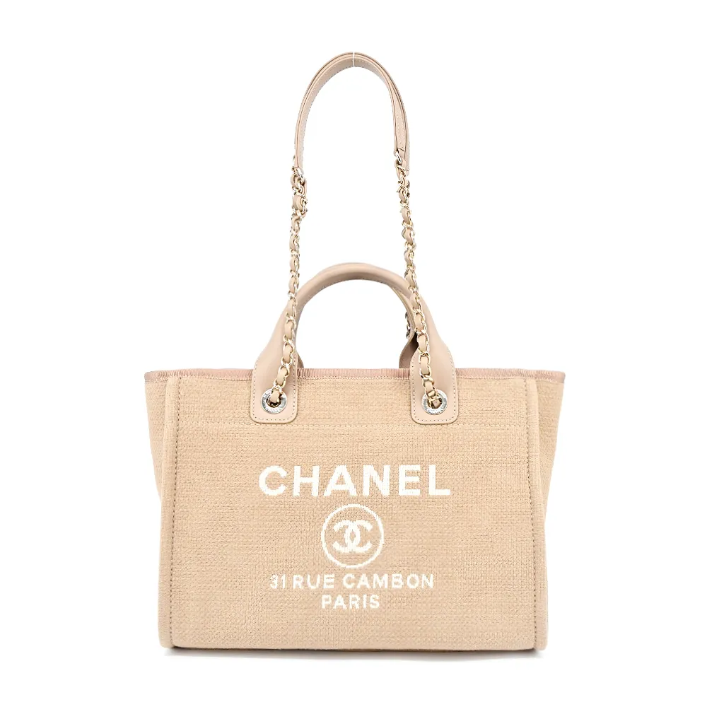 CHANEL 經典Deauville格紋帆布大號托特包(藍色) 歷史價格詳細信息