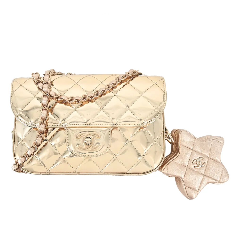 CHANEL Mini Flap Bag經典菱格紋小羊皮金釦鏈帶翻蓋斜背包(白色) 歷史價格詳細信息