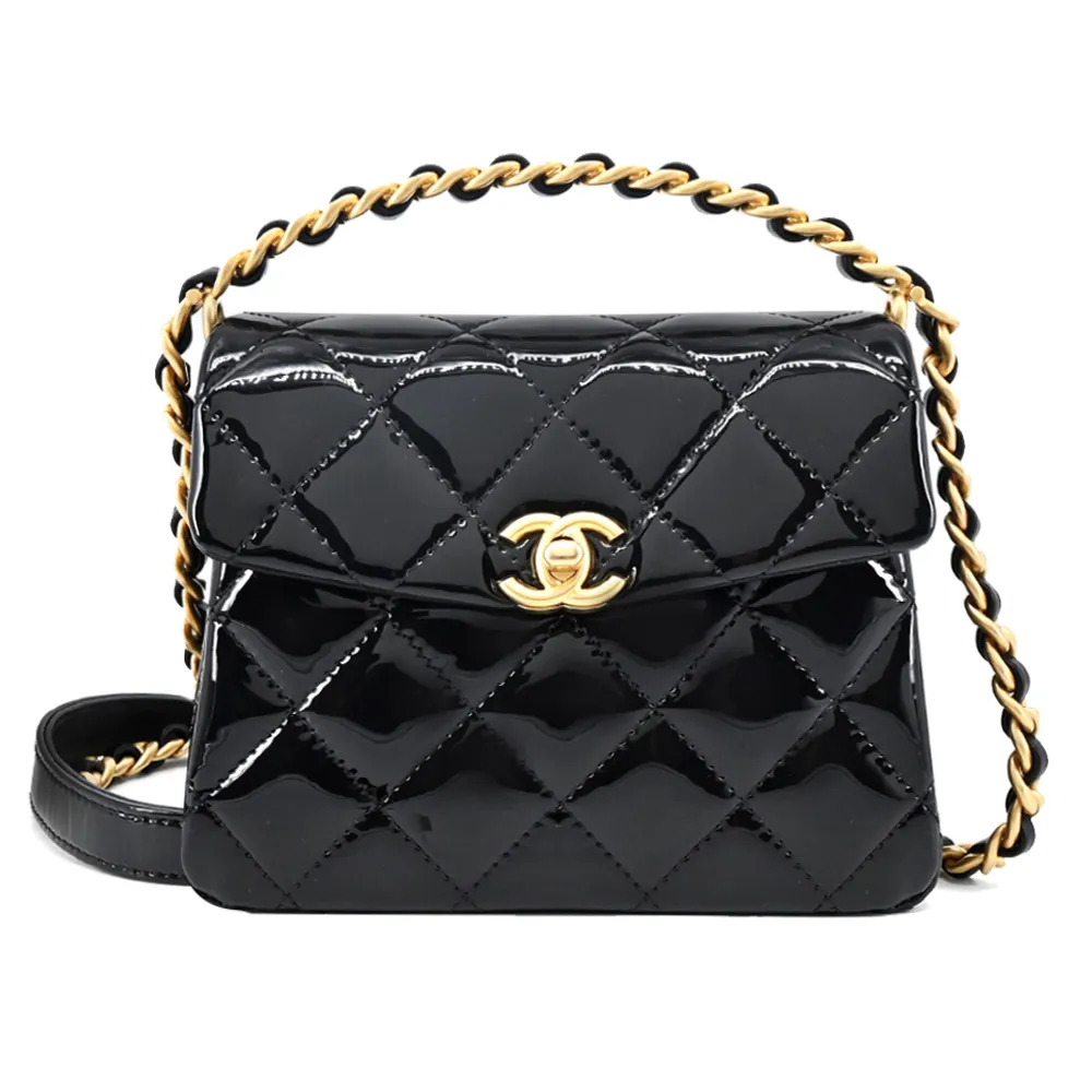 CHANEL 黑色漆皮K金腕錶.手錶 歷史價格詳細信息