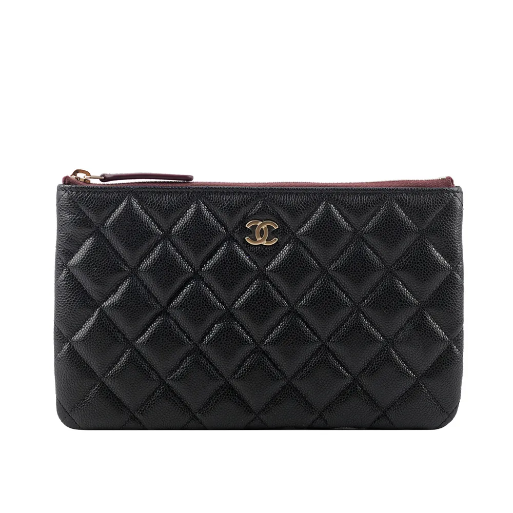 CHANEL 金色CC Logo荔枝皮二折壓釦長夾(黑色) AP0241 Y01864 C3906 歷史價格詳細信息