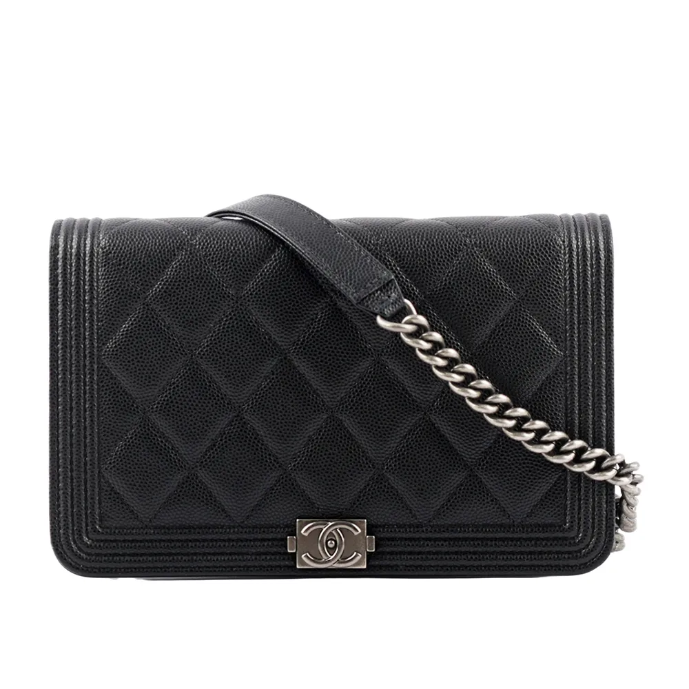 CHANEL Boy Chanel 荔枝皮革仿舊銀鍊WOC(黑色)_展示品 CH14000130 歷史價格詳細信息