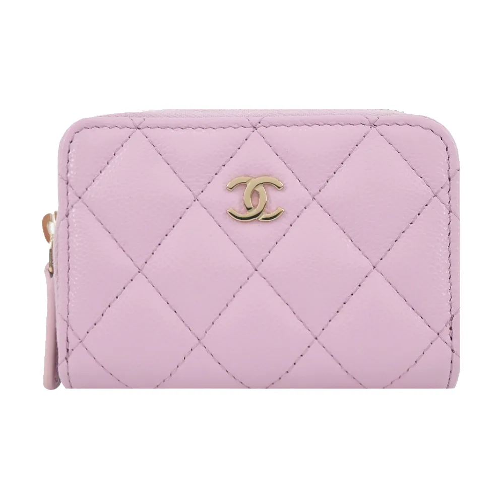 Chanel 雙C so black ㄧ字拉鍊零錢包 88成新[售出] 歷史價格詳細信息