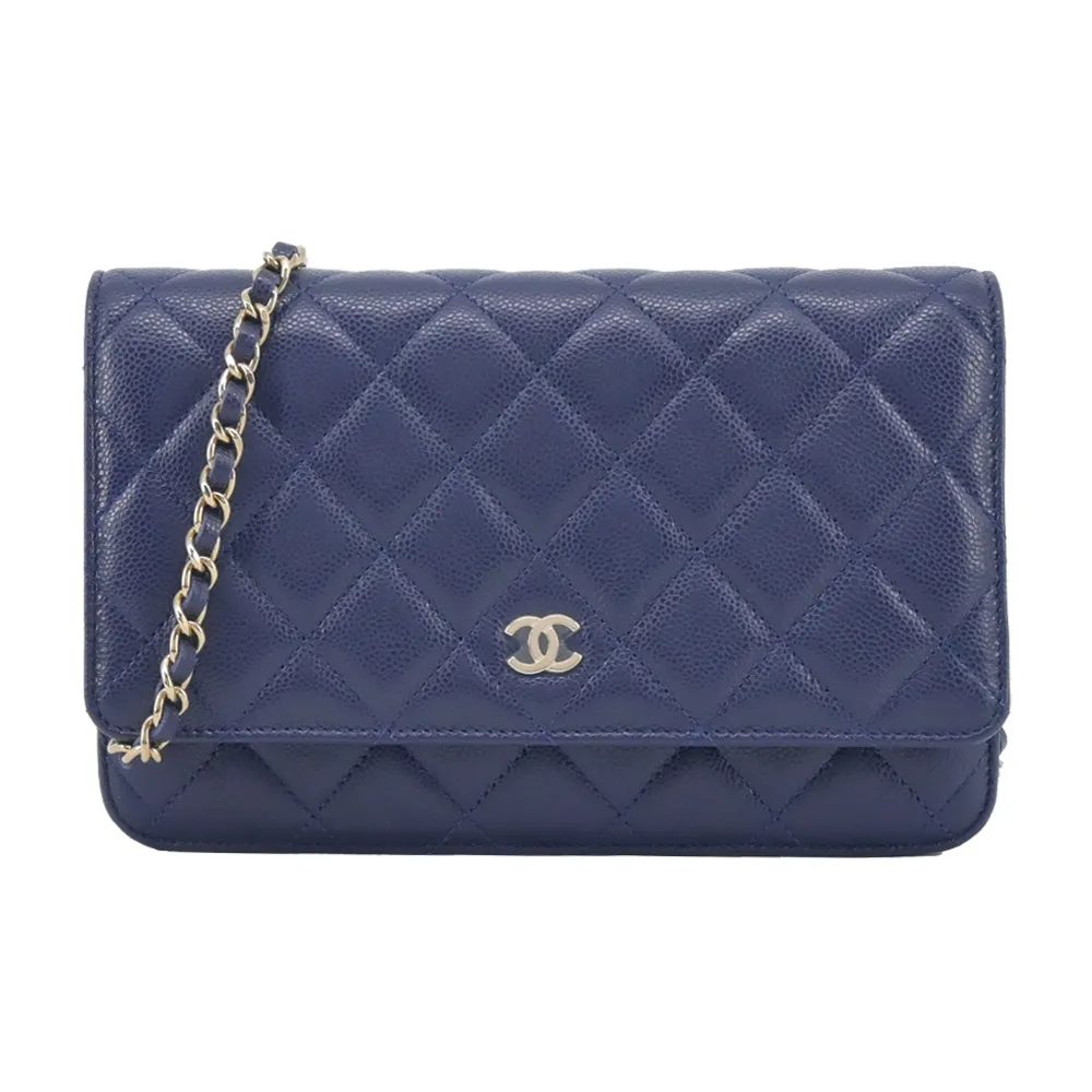 CHANEL 經典 LOGO菱格紋小羊皮WOC手拿/斜背包(黑色) 歷史價格詳細信息