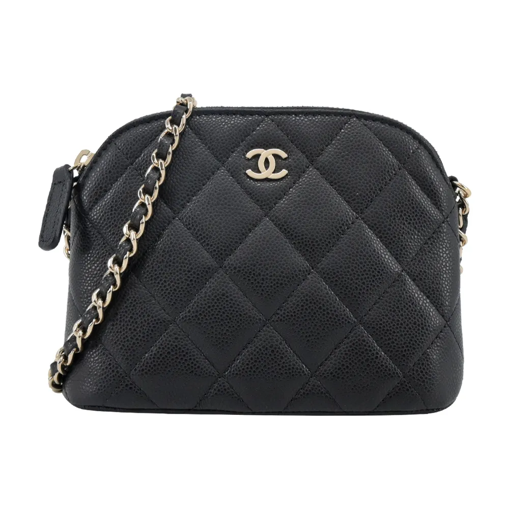 CHANEL經典雙C LOGO小牛皮環釦吊飾肩背/斜背包(黑色) 歷史價格詳細信息