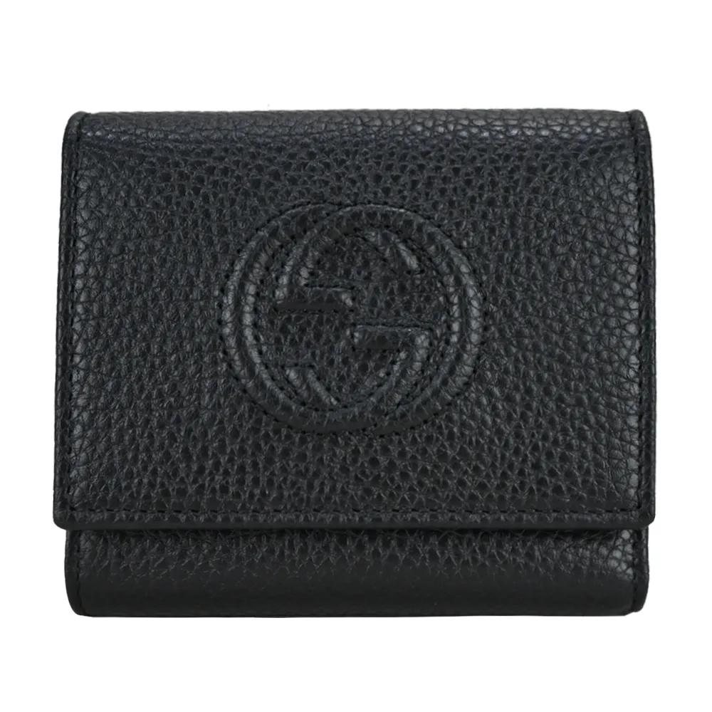 GUCCI SOHO 系列牛皮壓扣三折短夾(黑色) 598207 A7M0G 1000 歷史價格詳細信息