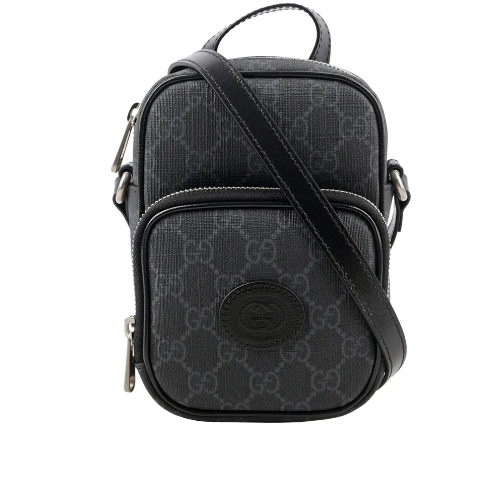 GUCCI 672952 Interlocking G 經典印花兩用記者包.黑 歷史價格詳細信息