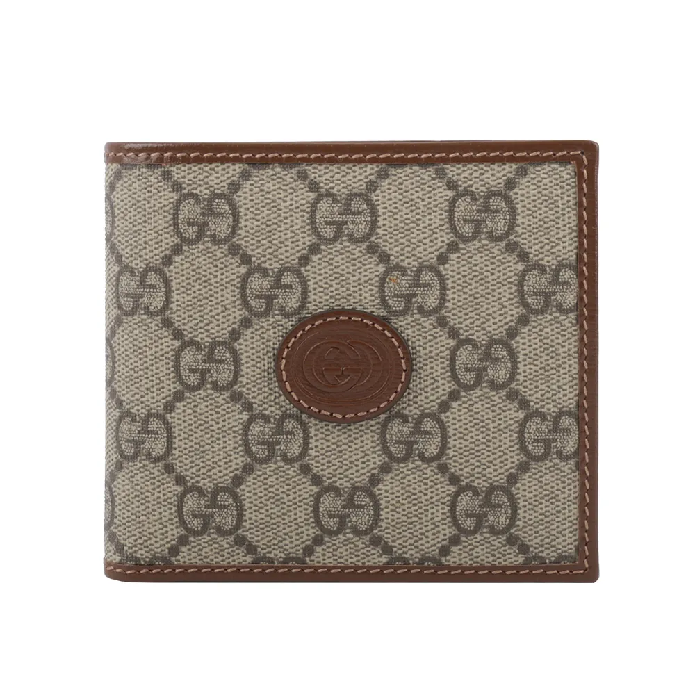 GUCCI Interlocking G Logo 塗層帆布及皮革單肩後背包/胸口包(米色/烏木色) 696016 92THG 8563 歷史價格詳細信息