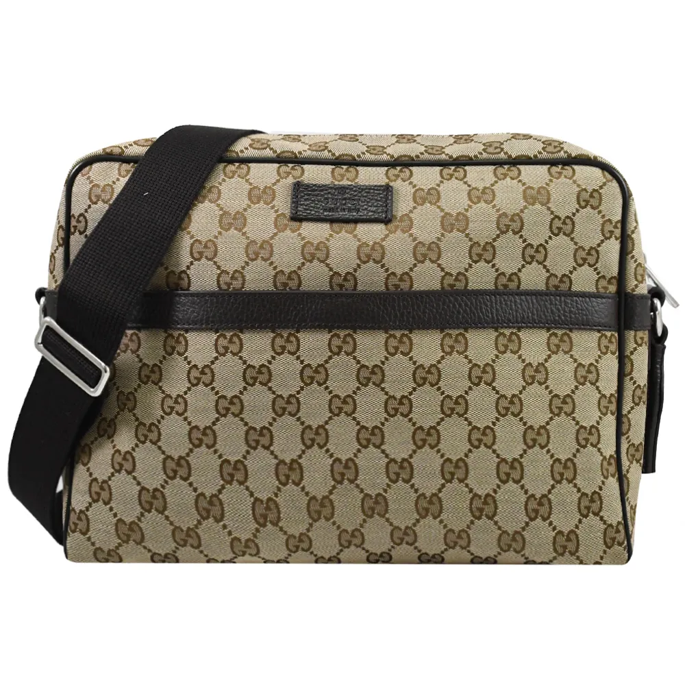 GUCCI 449175 經典雙G緹花皮飾邊束口後背包.駝/咖 歷史價格詳細信息