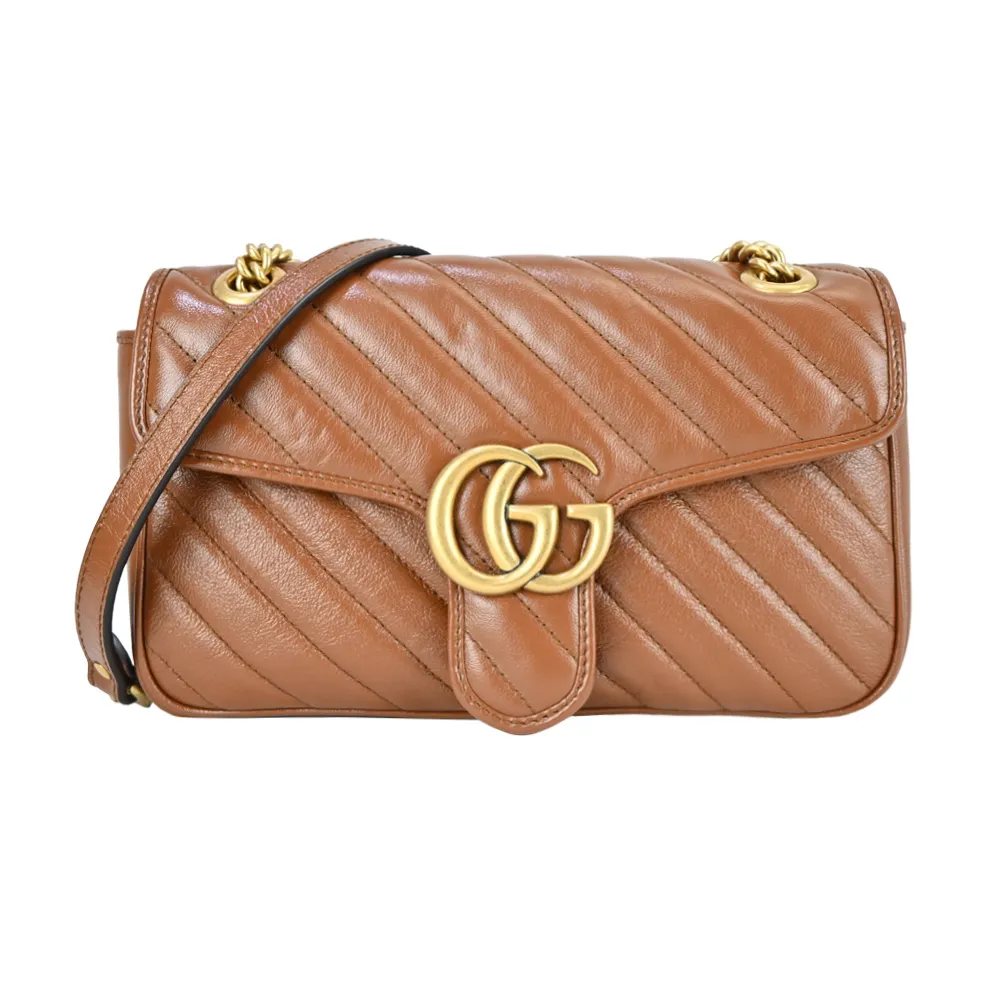 GUCCI GG Marmont 交叉縫線皮革翻蓋肩背/斜背鏈包(mini款)(裸粉色) 476433 DTD5N 2754 歷史價格詳細信息