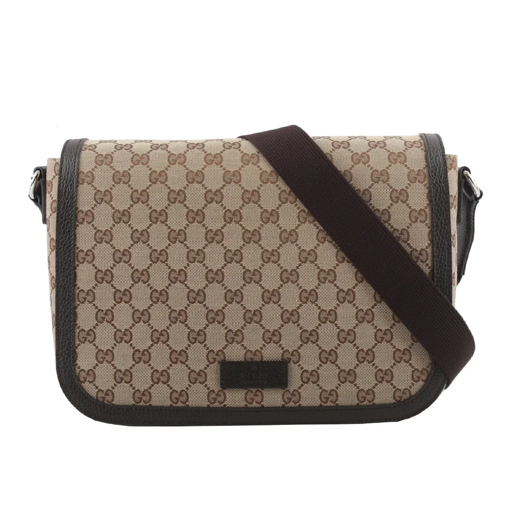 GUCCI Guccissima GG 帆布牛皮飾邊後背包(咖啡色) 449906 KY9NN 9873 歷史價格詳細信息