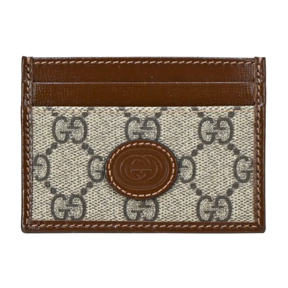 GUCCI Interlocking G Logo 塗層帆布及皮革單肩後背包/胸口包(米色/烏木色) 696016 92THG 8563 歷史價格詳細信息